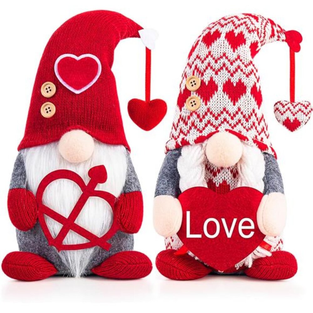 Valentines Day Gnome Decorations Gifts, Handmade Plush Gnome Couple with